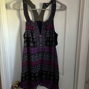 Allen B. By Allen Schwartz Black and Purple Asymmetrical Tank Top